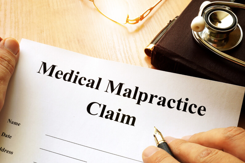 A form with the heading medical malpractice claim 